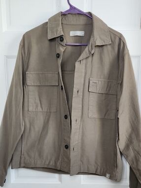 Everlane's Unisex Olive-Taupe Military Shirt Jacket
